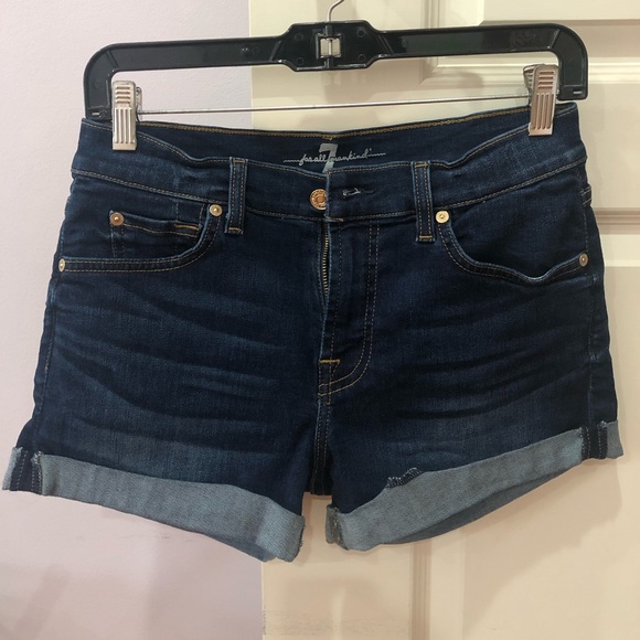 7 For All Mankind Blue Denim Shorts - Picture 2 of 4